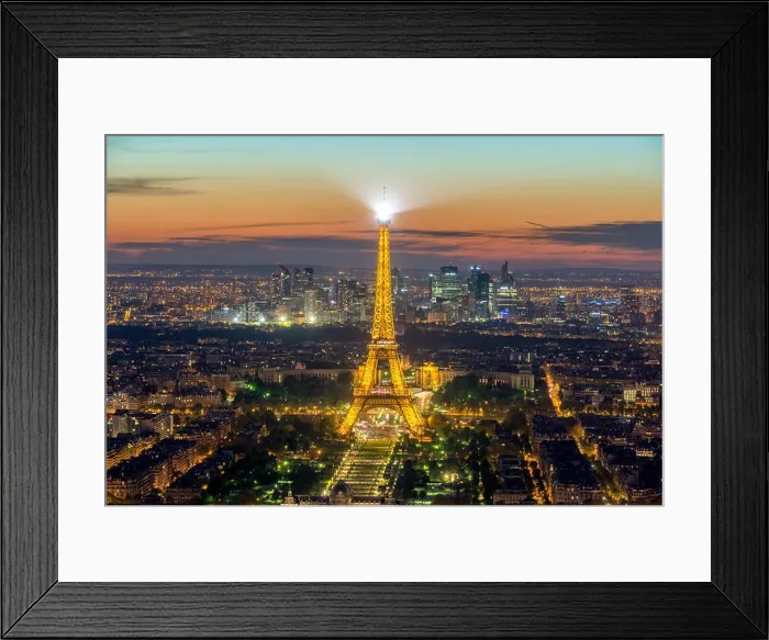 Framed Print : PARIS, FRANCE - May 5, 2016: Beautiful Paris skyline view Eiffel tower during light show at dusk, Paris, France Framed Print : PARIS, FRANCE - May 5, 2016: Beautiful Paris skyline view Eiffel tower during light show at dusk, Paris, France