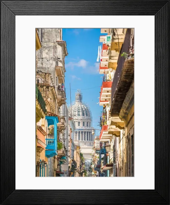 Framed Print : Havana, Cuba alley and Capitolio Framed Print : Havana, Cuba alley and Capitolio