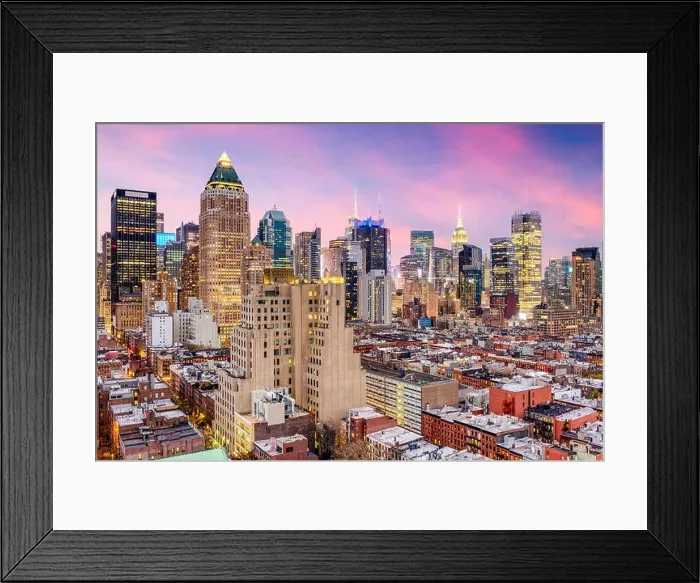 Framed Print : New York City, USA midtown Manhattan skyline over Hell's Kitchen Framed Print : New York City, USA midtown Manhattan skyline over Hell's Kitchen