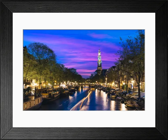 Framed Print : Canals of Amsterdam at night in Netherlands. Amsterdam is the capital and most populous city of the Netherlands Framed Print : Canals of Amsterdam at night in Netherlands. Amsterdam is the capital and most populous city of the Netherlands
