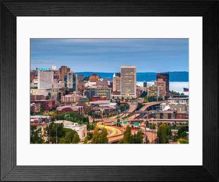 Framed Print : Tacoma, Washington, USA skyline at night Framed Print : Tacoma, Washington, USA skyline at night
