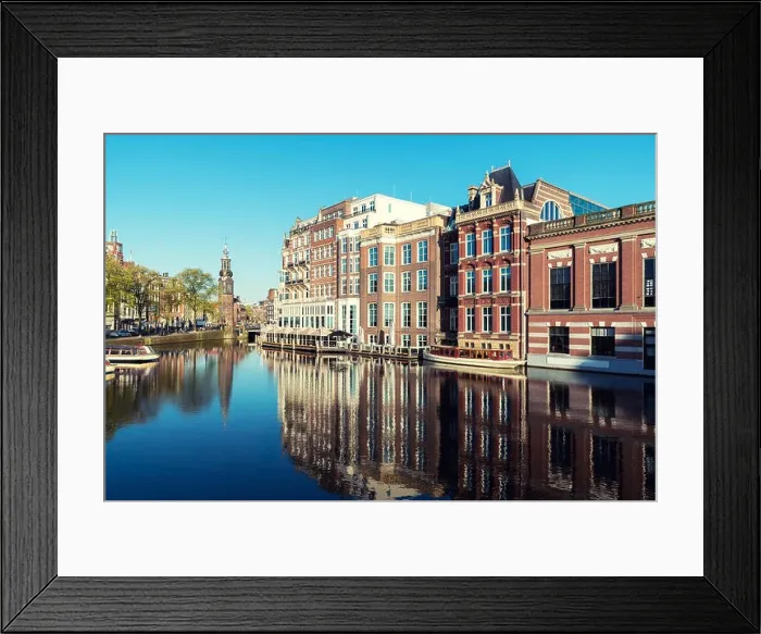 Framed Print : Netherlands traditional houses and Amsterdam canal in Amsterdam, Netherlands Framed Print : Netherlands traditional houses and Amsterdam canal in Amsterdam, Netherlands