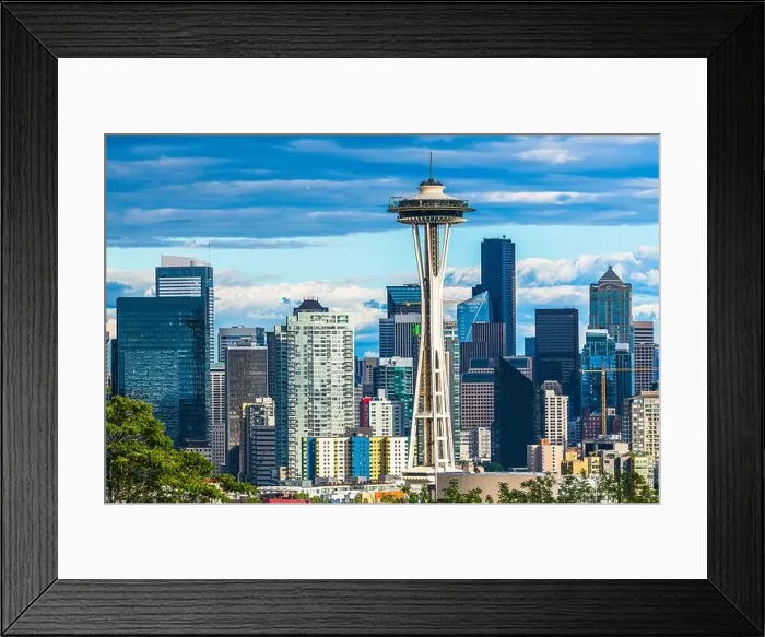 Framed Print : Seattle, Washington, USA downtown city skyline Framed Print : Seattle, Washington, USA downtown city skyline