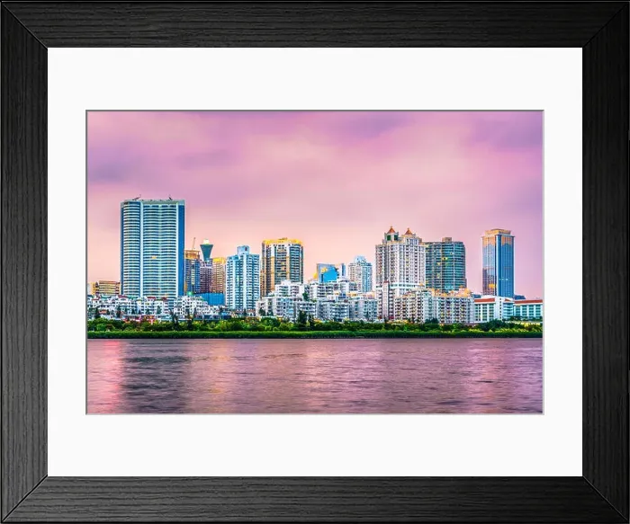 Framed Print : Xiamen, China city skyline from Gulangyu Island Framed Print : Xiamen, China city skyline from Gulangyu Island