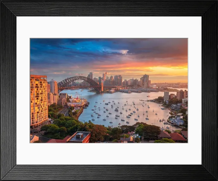 Framed Print : Sydney. Cityscape image of Sydney, Australia with Harbour Bridge and Sydney skyline during sunset Framed Print : Sydney. Cityscape image of Sydney, Australia with Harbour Bridge and Sydney skyline during sunset