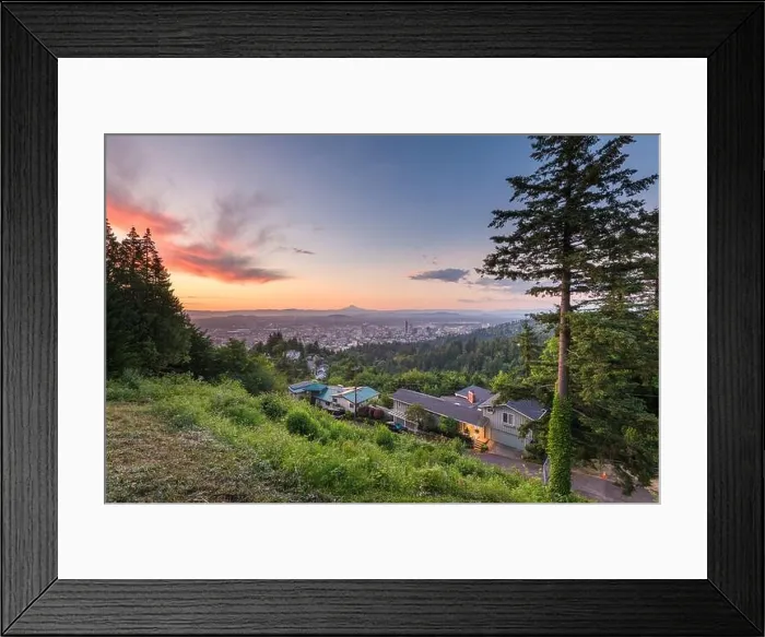 Framed Print : Portland, Oregon, USA skyline at dusk with Mt. Hood in the distance Framed Print : Portland, Oregon, USA skyline at dusk with Mt. Hood in the distance