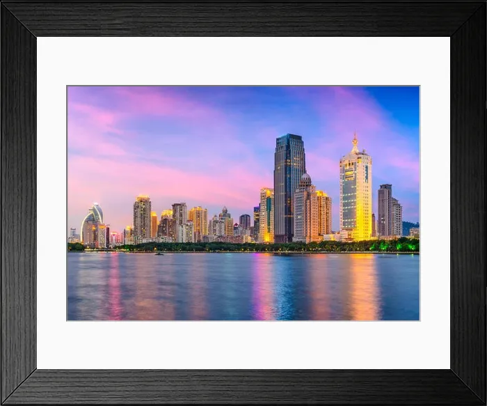 Framed Print : Xiamen, China city skyline from Gulangyu Island Framed Print : Xiamen, China city skyline from Gulangyu Island