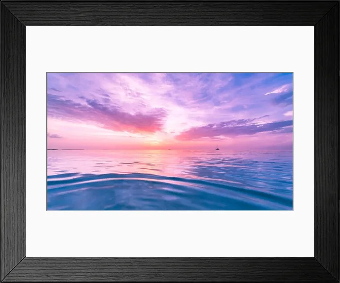 Framed Print : Sea sky clouds, horizon. Colorful seascape horizontal background banner. Inspirational calm sea with sunset sky. Meditation ocean and sky background Framed Print : Sea sky clouds, horizon. Colorful seascape horizontal background banner. Inspirational calm sea with sunset sky. Meditation ocean and sky background