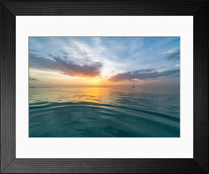Framed Print : Sea sky clouds, horizon. Colorful seascape horizontal background banner. Inspirational calm sea with sunset sky. Meditation ocean and sky background Framed Print : Sea sky clouds, horizon. Colorful seascape horizontal background banner. Inspirational calm sea with sunset sky. Meditation ocean and sky background
