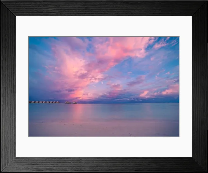 Framed Print : Amazing panorama beach landscape. Maldives sunset seascape view. Horizon with sea and sky. Tranquil scenery, tourism and travel banner Framed Print : Amazing panorama beach landscape. Maldives sunset seascape view. Horizon with sea and sky. Tranquil scenery, tourism and travel banner