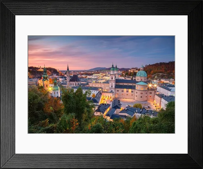 Framed Print : Salzburg, Austria. Cityscape image of the Salzburg, Austria with Salzburg Cathedral during autumn sunset Framed Print : Salzburg, Austria. Cityscape image of the Salzburg, Austria with Salzburg Cathedral during autumn sunset