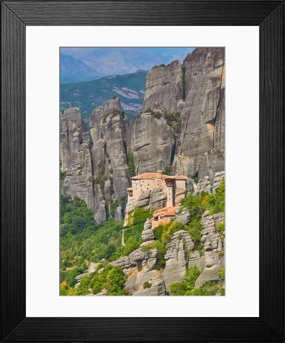 Framed Print : Landscape view at Roussanou Monastery, Meteora, Greece Framed Print : Landscape view at Roussanou Monastery, Meteora, Greece
