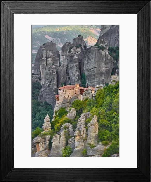 Framed Print : Landscape view at Roussanou Monastery, Meteora, Greece Framed Print : Landscape view at Roussanou Monastery, Meteora, Greece