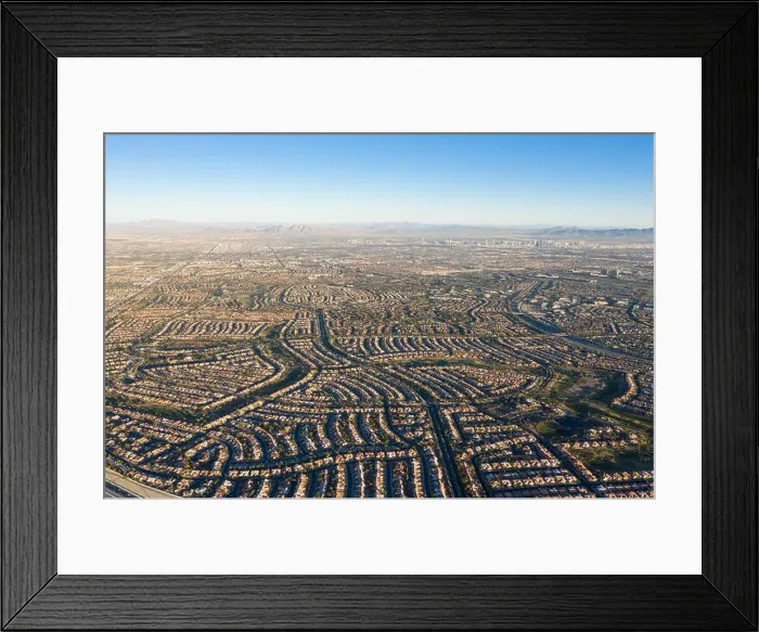 Framed Print : An aerial view shows dense housing developments in Summerlin, just outside the city of Las Vegas, Nevada. This area is quickly being developed Framed Print : An aerial view shows dense housing developments in Summerlin, just outside the city of Las Vegas, Nevada. This area is quickly being developed