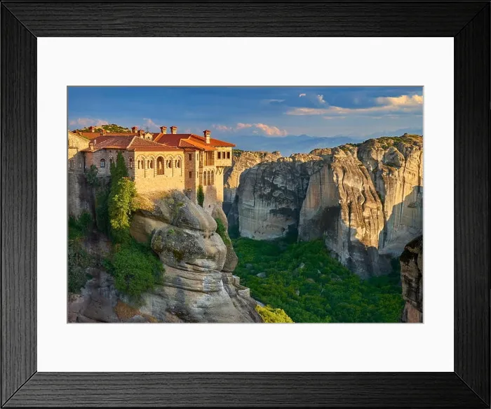 Framed Print : Varlaam Monastery at sunset, Meteora, Greece