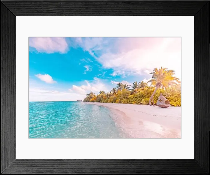 Framed Print : Beautiful sunrise paradise Maldives tropical beach on island. Summer and travel vacation concept. Dream landscape, sunset light, tranquil, relaxing Framed Print : Beautiful sunrise paradise Maldives tropical beach on island. Summer and travel vacation concept. Dream landscape, sunset light, tranquil, relaxing