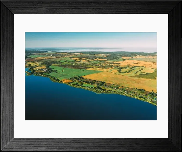 Framed Print : Lyepyel District, Vitebsk Region, Belarus. Aerial View Of Residential Area With Houses In Countryside. Morning Fog Above Lepel Lake And Town Skyline Framed Print : Lyepyel District, Vitebsk Region, Belarus. Aerial View Of Residential Area With Houses In Countryside. Morning Fog Above Lepel Lake And Town Skyline