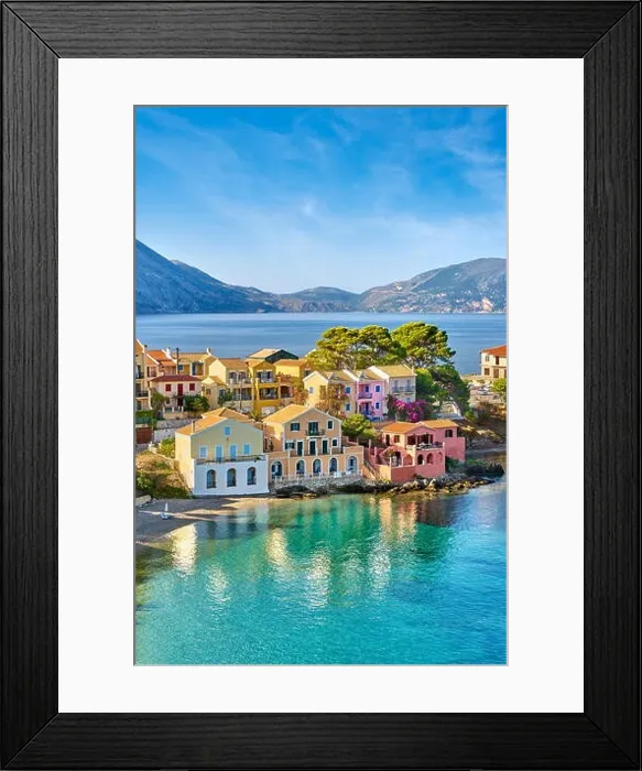 Framed Print : Colorful houses in the Assos village, Kefalonia Island, Greece Framed Print : Colorful houses in the Assos village, Kefalonia Island, Greece