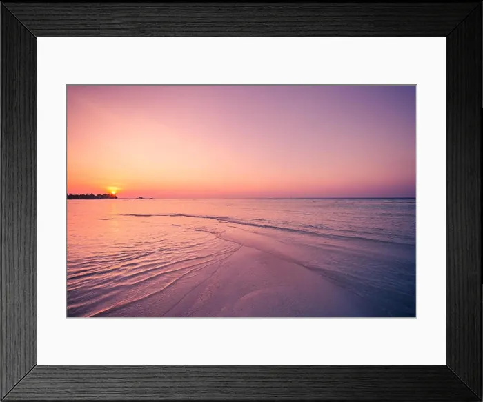 Framed Print : Sunset on Maldives island, water villas resort. Tropical beach with white sand and clear turquoise ocean. Maldives islands Framed Print : Sunset on Maldives island, water villas resort. Tropical beach with white sand and clear turquoise ocean. Maldives islands
