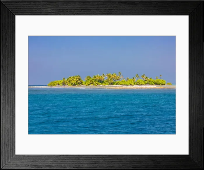 Framed Print : Tropical island beach. Palm trees near blue sea, tranquil nature concept. Exotic beach scenery Framed Print : Tropical island beach. Palm trees near blue sea, tranquil nature concept. Exotic beach scenery