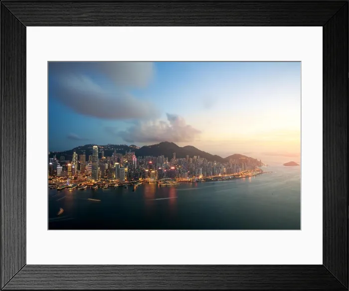 Framed Print : Hong Kong in Kowloon area skyline view from Victoria Peak in Hong Kong Framed Print : Hong Kong in Kowloon area skyline view from Victoria Peak in Hong Kong
