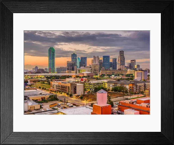 Framed Print : Dallas, Texas, USA skyline at dusk