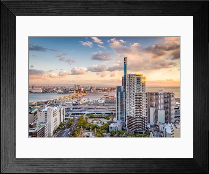 Framed Print : Kobe, Japan cityscape view towards Port Island Framed Print : Kobe, Japan cityscape view towards Port Island