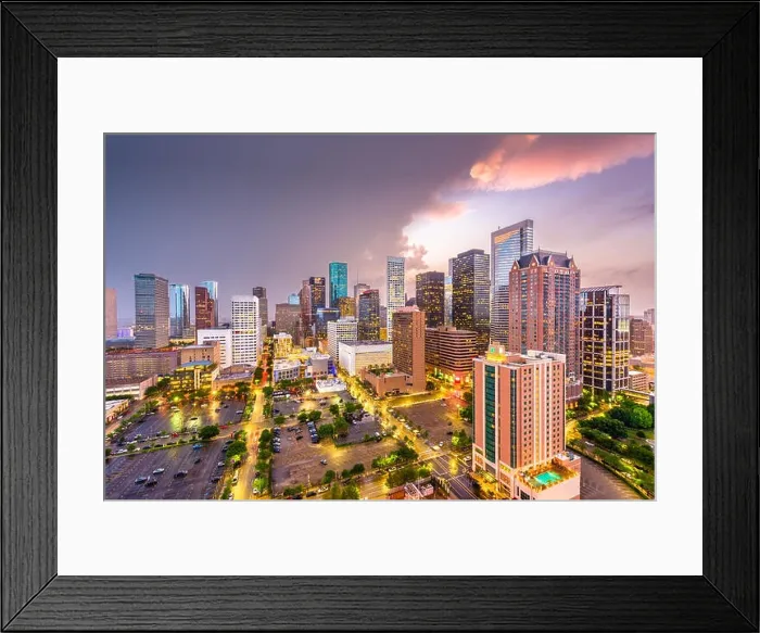 Framed Print : Houston, Texas, USA downtown city skyline Framed Print : Houston, Texas, USA downtown city skyline