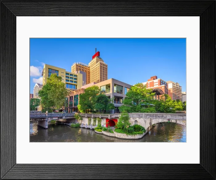 Framed Print : San Antonio, Texas, USA downtown skyline on the river walk Framed Print : San Antonio, Texas, USA downtown skyline on the river walk