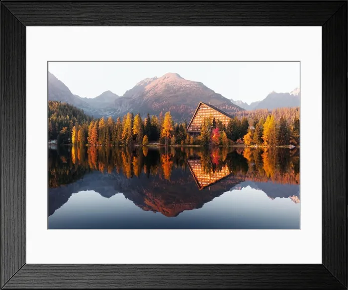 Framed Print : Picturesque autumn view of lake Strbske pleso in High Tatras National Park, Slovakia. Clear water with reflections of orange larch and high mountains Framed Print : Picturesque autumn view of lake Strbske pleso in High Tatras National Park, Slovakia. Clear water with reflections of orange larch and high mountains