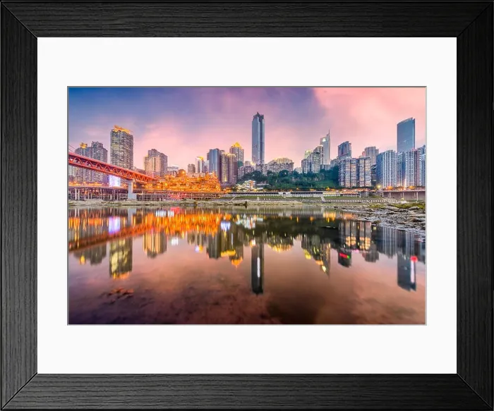 Framed Print : Chongqing, China skyline on the Jialing River at dusk Framed Print : Chongqing, China skyline on the Jialing River at dusk