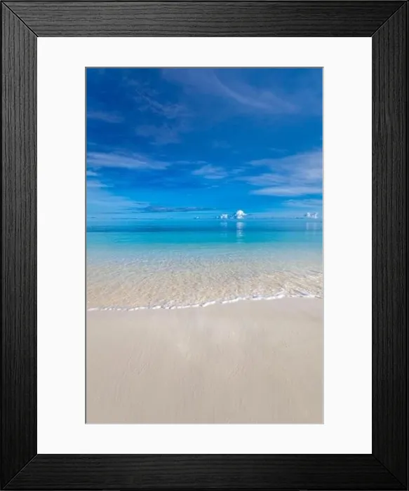 Framed Print : Beach and tropical sea, tranquil nature landscape, scenic with ocean water. Horizon, seascape. Peaceful endless view Framed Print : Beach and tropical sea, tranquil nature landscape, scenic with ocean water. Horizon, seascape. Peaceful endless view