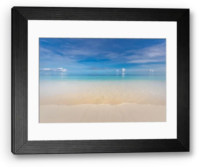 Framed Print : Beach and tropical sea, tranquil nature landscape, scenic with ocean water. Horizon, seascape. Peaceful endless view Framed Print : Beach and tropical sea, tranquil nature landscape, scenic with ocean water. Horizon, seascape. Peaceful endless view