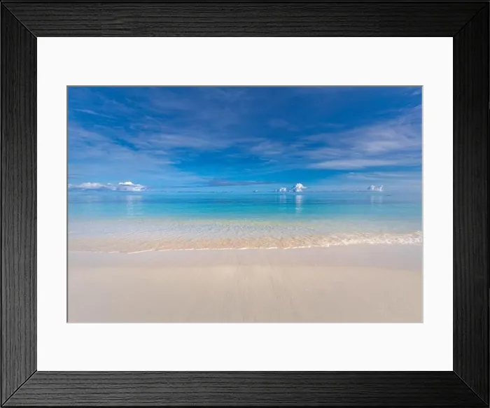 Framed Print : Beach and tropical sea, tranquil nature landscape, scenic with ocean water. Horizon, seascape. Peaceful endless view Framed Print : Beach and tropical sea, tranquil nature landscape, scenic with ocean water. Horizon, seascape. Peaceful endless view
