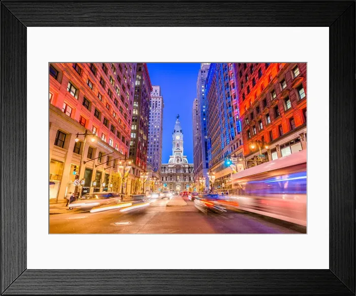 Framed Print : Philadelphia, Pennsylvania, USA cityscape on Broad Street with City Hall Framed Print : Philadelphia, Pennsylvania, USA cityscape on Broad Street with City Hall