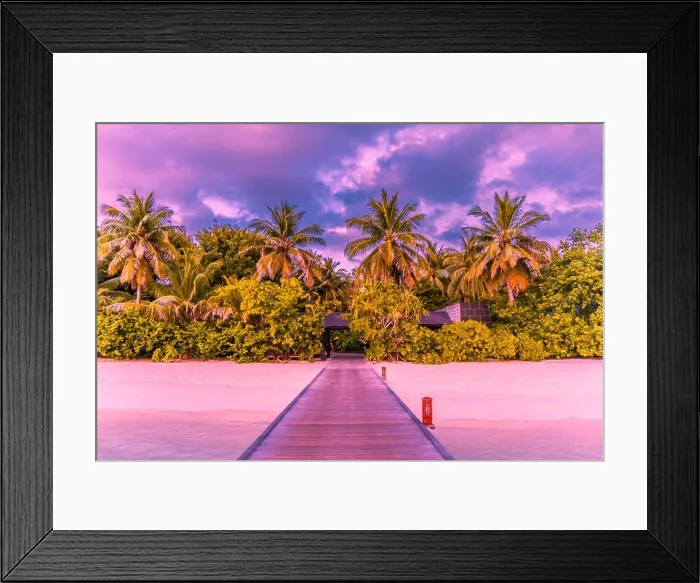 Framed Print : Landscape of paradise tropical island beach, sunrise sunset view. Exotic scenery, palm trees, soft sand and calm sea. Summer beach landscape, vacation Framed Print : Landscape of paradise tropical island beach, sunrise sunset view. Exotic scenery, palm trees, soft sand and calm sea. Summer beach landscape, vacation