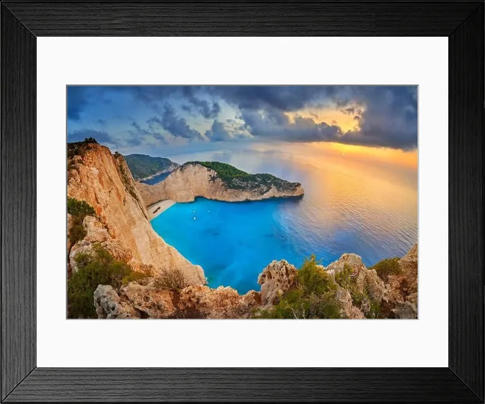 Framed Print : Shipwreck Bay at sunset, Navagio Beach, Zakynthos Island, Greece Framed Print : Shipwreck Bay at sunset, Navagio Beach, Zakynthos Island, Greece