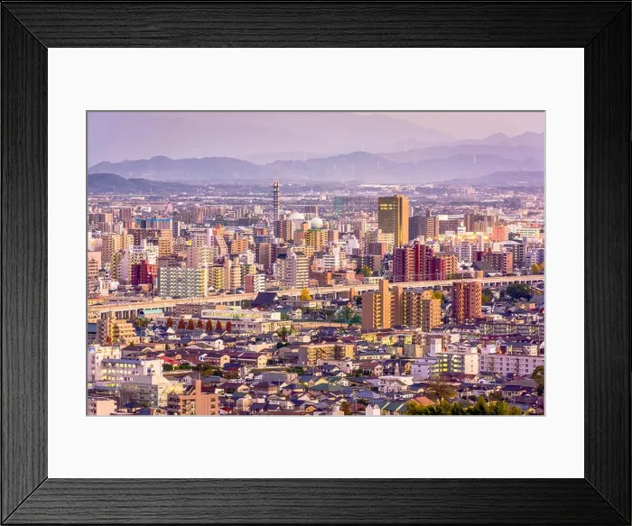 Framed Print : Kumamoto, Japan downtown cityscape on the Shirakawa River Framed Print : Kumamoto, Japan downtown cityscape on the Shirakawa River