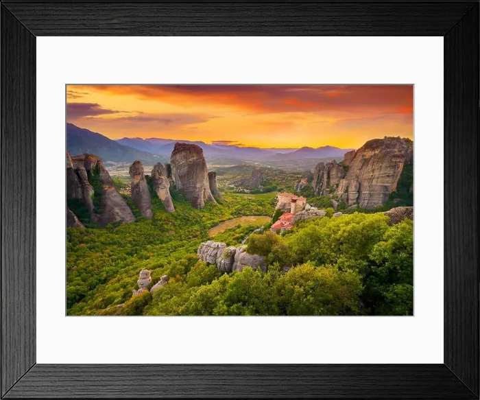 Framed Print : Monastery at Meteora at sunset, Greece Framed Print : Monastery at Meteora at sunset, Greece