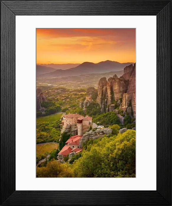 Framed Print : Monastery at Meteora at sunset, Greece Framed Print : Monastery at Meteora at sunset, Greece