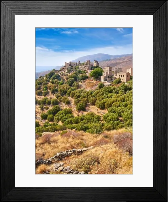 Framed Print : Vathia, abandoned village, Mani, Peloponnese, Greece Framed Print : Vathia, abandoned village, Mani, Peloponnese, Greece