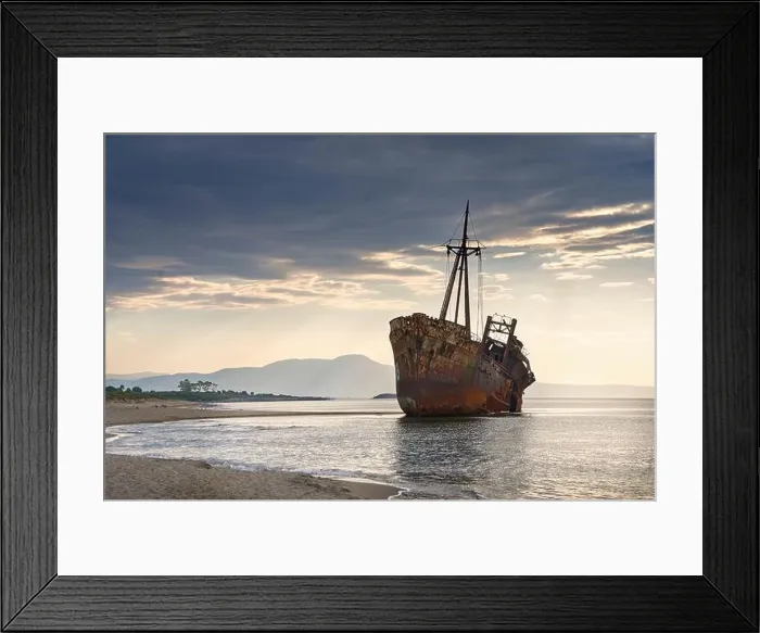 Framed Print : Shipwreck in Glyfada Beach near Gytheio, Peloponnese, Greece Framed Print : Shipwreck in Glyfada Beach near Gytheio, Peloponnese, Greece