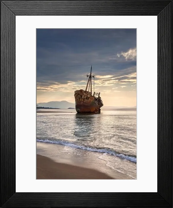 Framed Print : Shipwreck in Glyfada Beach near Gytheio, Peloponnese, Greece Framed Print : Shipwreck in Glyfada Beach near Gytheio, Peloponnese, Greece