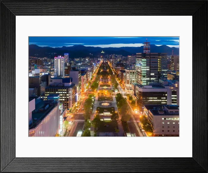 Framed Print : Cityscape of Sapporo at odori Park, Hokkaido, Japan.Sapporo is the fourth largest city in Japan Framed Print : Cityscape of Sapporo at odori Park, Hokkaido, Japan.Sapporo is the fourth largest city in Japan