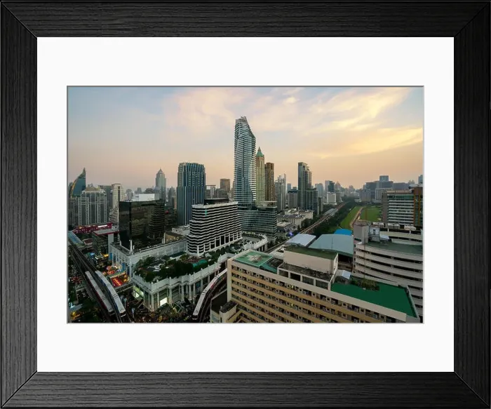 Framed Print : Modern building in Bangkok business district at Bangkok city with skyline before sunset, Thailand Framed Print : Modern building in Bangkok business district at Bangkok city with skyline before sunset, Thailand