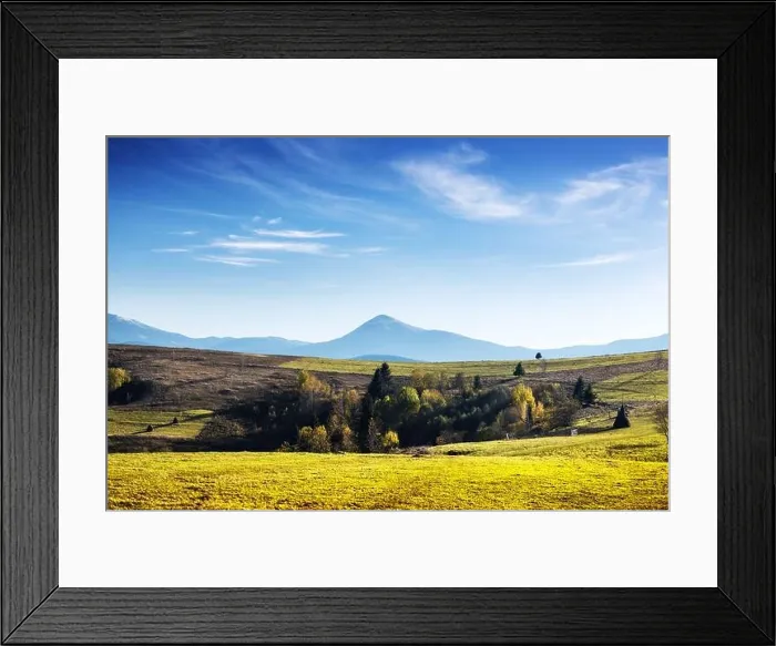 Framed Print : Picturesque autumn mountains with yellow grass and orange trees in the Carpathian mountains, Ukraine. Landscape photography Framed Print : Picturesque autumn mountains with yellow grass and orange trees in the Carpathian mountains, Ukraine. Landscape photography