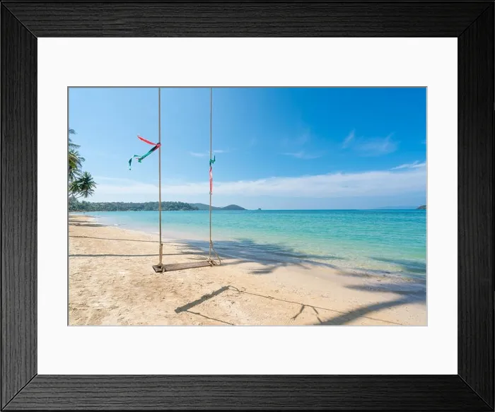 Framed Print : Swing hang from coconut palm tree over summer beach sea in Phuket, Thailand. Summer, Travel, Vacation and Holiday concept Framed Print : Swing hang from coconut palm tree over summer beach sea in Phuket, Thailand. Summer, Travel, Vacation and Holiday concept