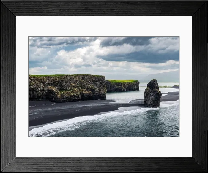 Framed Print : Incredible view of the Black beach and troll toes. Reynisdrangar, Vik, Iceland Framed Print : Incredible view of the Black beach and troll toes. Reynisdrangar, Vik, Iceland