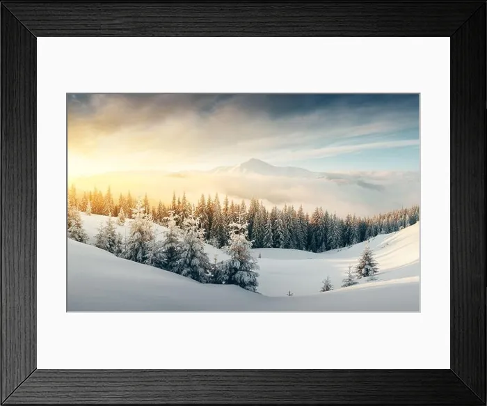Framed Print : Fantastic winter landscape in snowy mountains glowing by morning sunlight. Dramatic wintry scene with frozen snowy trees at sunrise Framed Print : Fantastic winter landscape in snowy mountains glowing by morning sunlight. Dramatic wintry scene with frozen snowy trees at sunrise