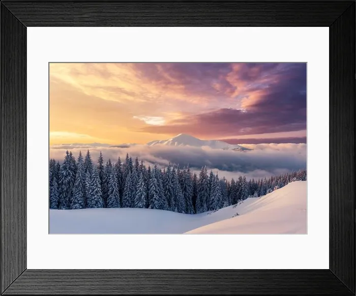 Framed Print : Fantastic winter landscape in snowy mountains glowing by morning sunlight. Dramatic wintry scene with snowy trees Framed Print : Fantastic winter landscape in snowy mountains glowing by morning sunlight. Dramatic wintry scene with snowy trees